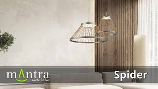 Video: SPIDER LAMPADARIO D40 E D60 CM LED INTEGRATO LUCE 3000K IN ALLUMINIO GRIGIO CON FILI IN TESSUTO ORO DESIGN MODERNO
