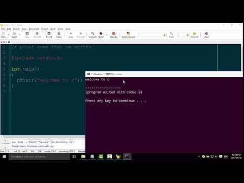 c program on geany ide