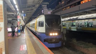 255系Be-02編成臨時列車特急新宿さざなみ4号が錦糸町駅を発車