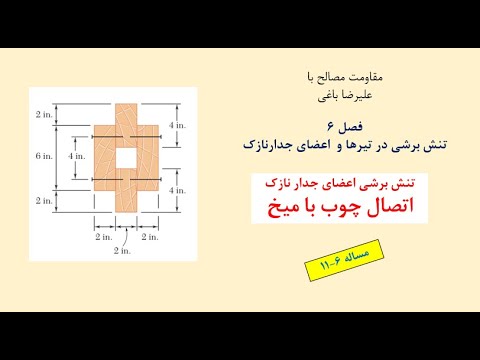 آموزش مقاومت مصالح یک فصل 6 مساله 11 تنش برشی در اعضای جدارنازک مساله دو اتصال با میخ