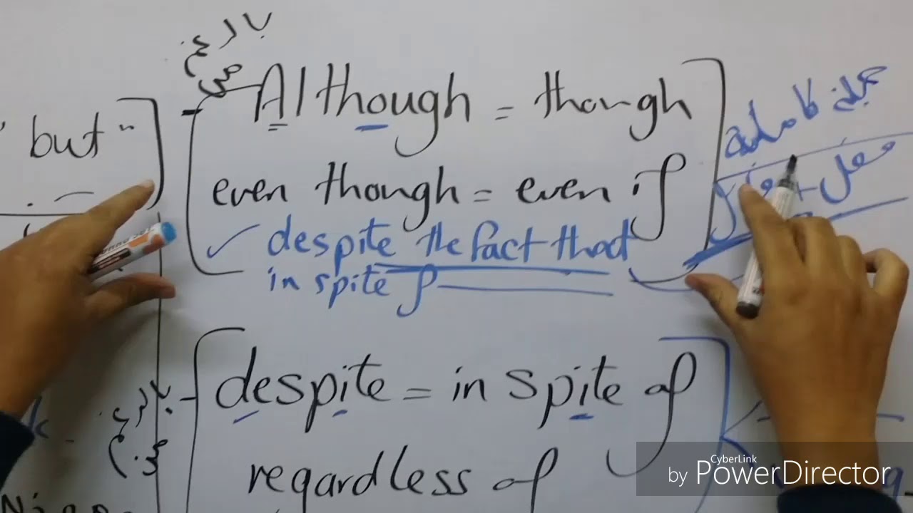 أهم الروابط although -despite - because of