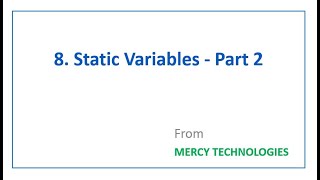 9. Static Variables - Part 2