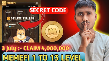 🤑(Level 1-12) Memefi Secret Reward Combo |Memefi 4,000,000 Coins Code | Memefi Combo Code |#Memefi