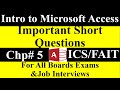 Introduction to MS Access in Hindi | Chp#5|Important Shorts Questions| ICS Part II| for boards Exams