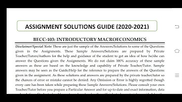 BECC 103 Ignou Solved Assignment