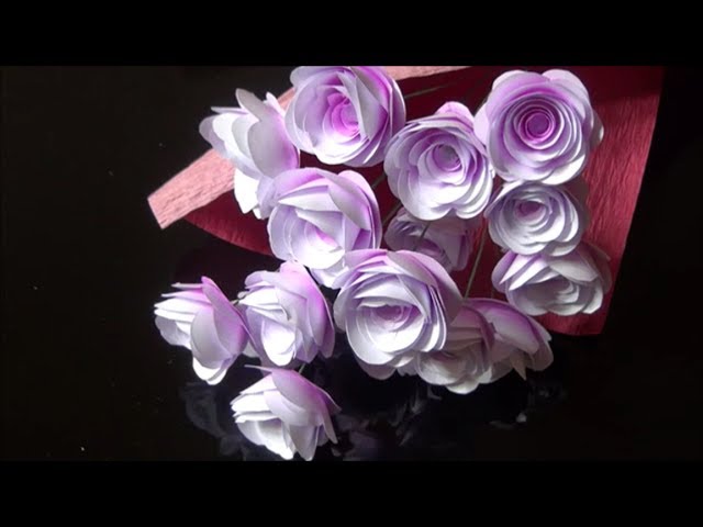 (ペーパーフラワー）コピー用紙で簡単に綺麗な色の薔薇の作り方【DIY】(Paper Flower) Easy beautiful color rose with copy paper