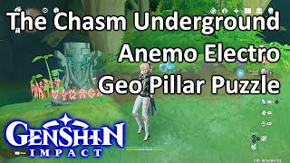 The Chasm Underground Anemo Electro Geo Pillar Puzzle Genshin Impact Geo Puzzle Chasm Underground