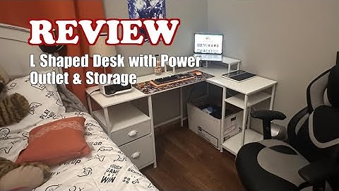 Furologee White 66” L Shaped Desk Review - Power Outlet & Storage