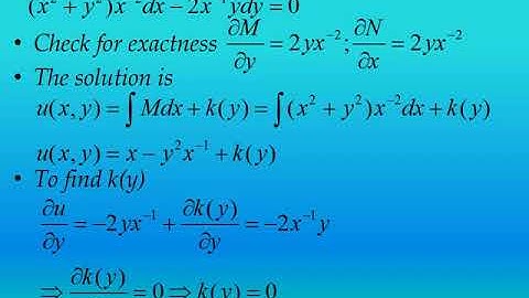 Exact ordinary differential equation, nonexact ODE and Initial Value Problem