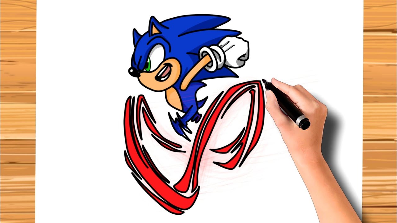 como desenhar o Sonic correndo - how to draw sonic running - como dibujar a  sonic corriendo 