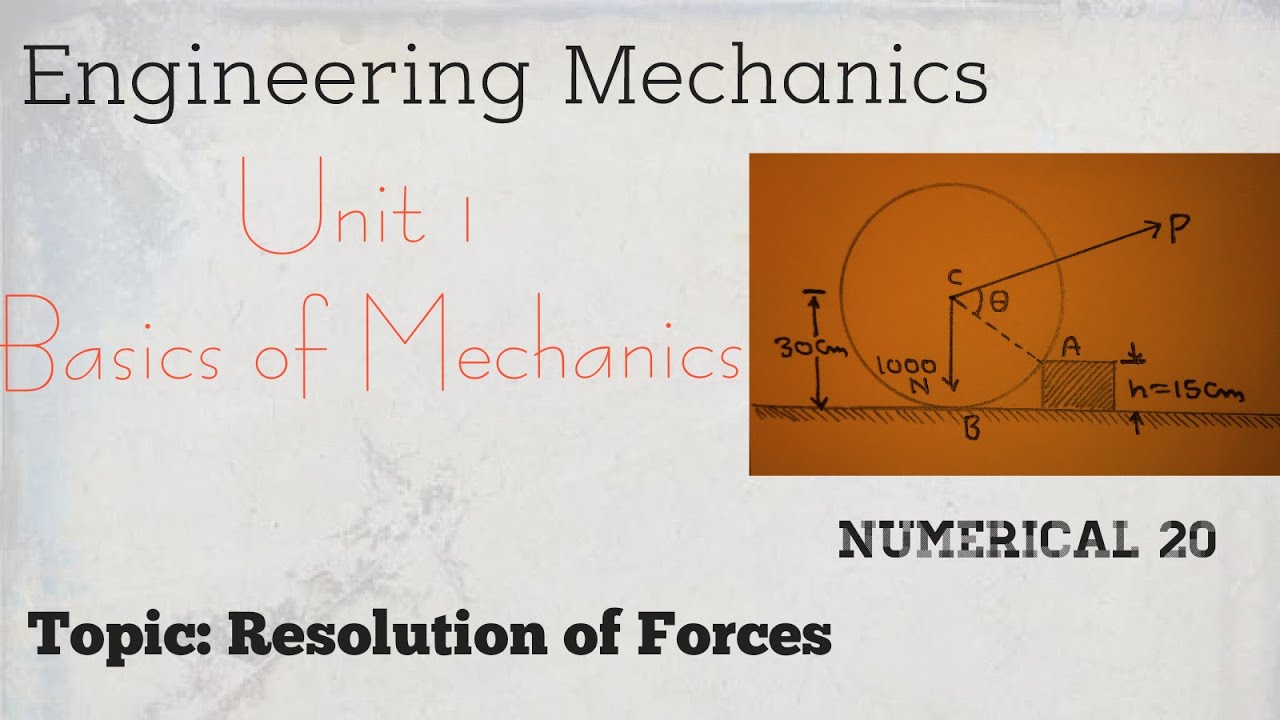 EM_22: Basic Mechanics (Numerical 20): Force Resolution | Engineering ...