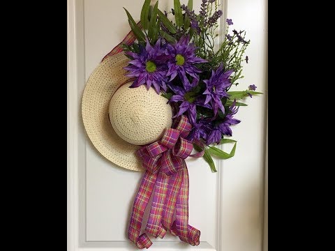 How to make a beautiful wall or door decoration from a dollar tree straw hat