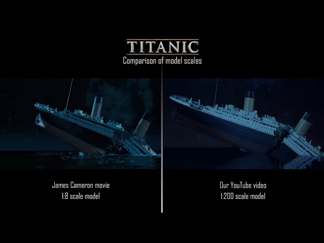 Titanic splits and sinks : James Cameron's $200 million movie VS our $1,000 miniature. Comparison ! class=