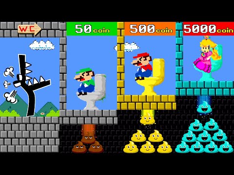 Toilet Prank: Mario, Luigi and Peach & Alphabet Lore Challenge Poor To Rich Toilet! | Game Animation