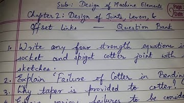 3rd year Diploma - DME - Chap 2: Design of Joints, Levers & Offset links - Question Bank