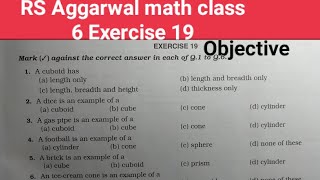 RS Aggarwal math class 6 exercise 19 solutions ।। Class 6 chapter 19 RS Aggarwal math ।। Objective