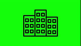 Animated Building Icon on Green Screen With Pop-up Sound