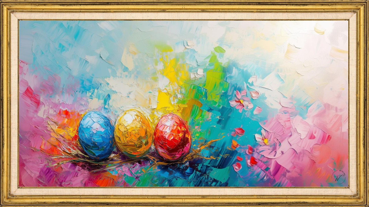 Abstract Colorful Easter Eggs Painting | 2 Hour Art Screensaver | TV Frame Art | Relaxing Modern Art