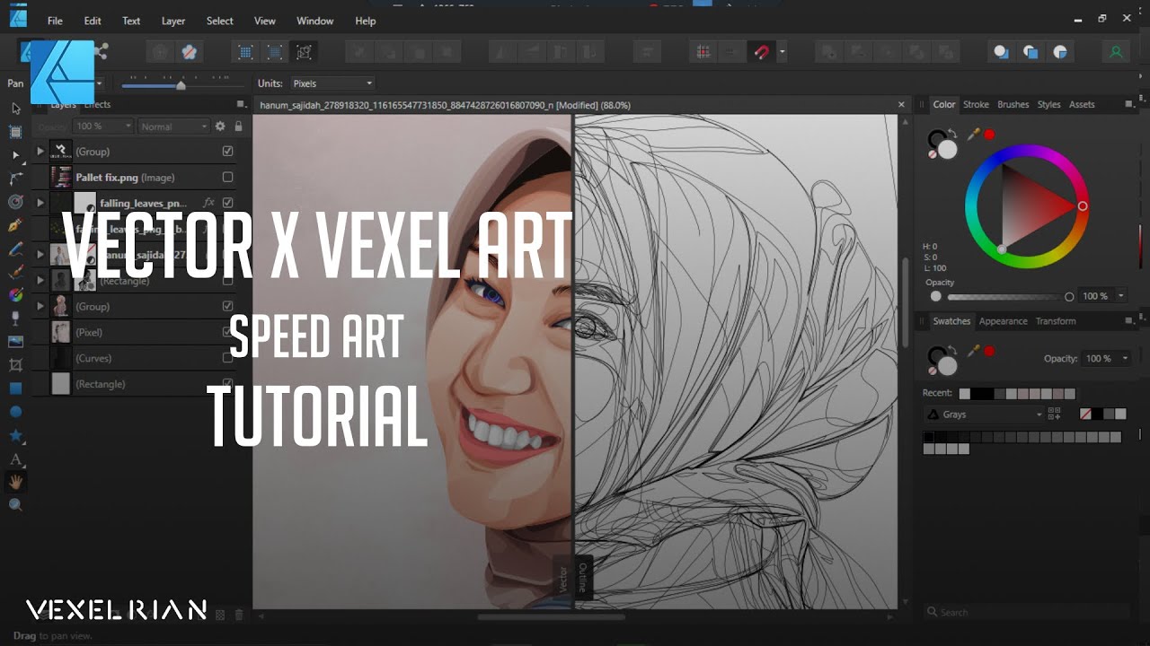 How to Make Vector x Vexel Art in Affinity Designer | Timelapse / Speed ...