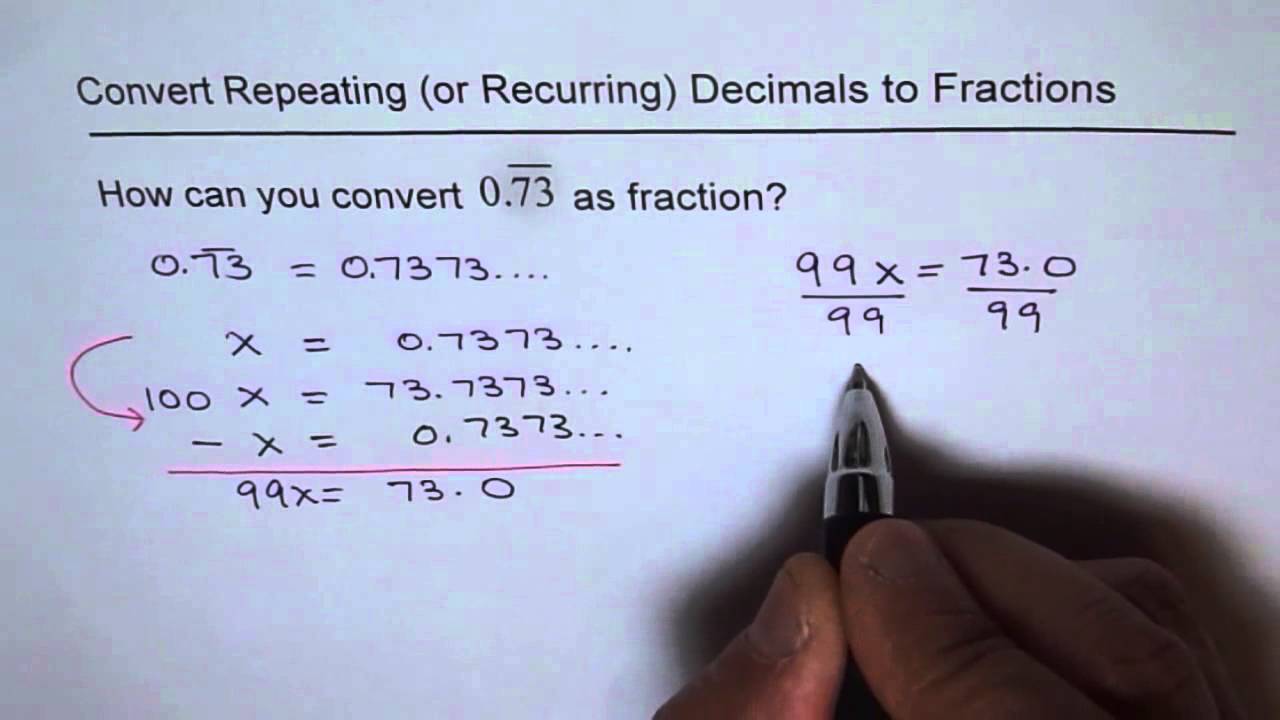 Convert Repeating Decimals to Fractions - YouTube