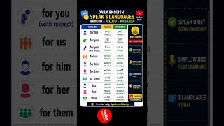 Speak Telugu and Kannada Easily Using English | Learn Spoken english, kannada, telugu | Shorts |