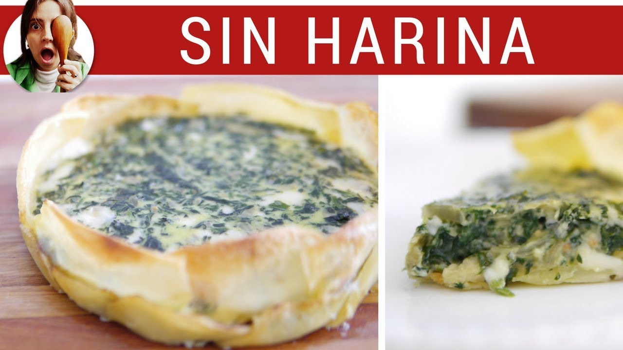TARTA DE ESPINACA CON BASE DE PAPA - Receta sin gluten