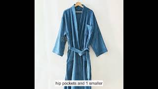YRF-Kimono-Roben, bequemer Baumwoll-Bademantel, Resort-Roben, Baumwoll-Velours-Bademantel