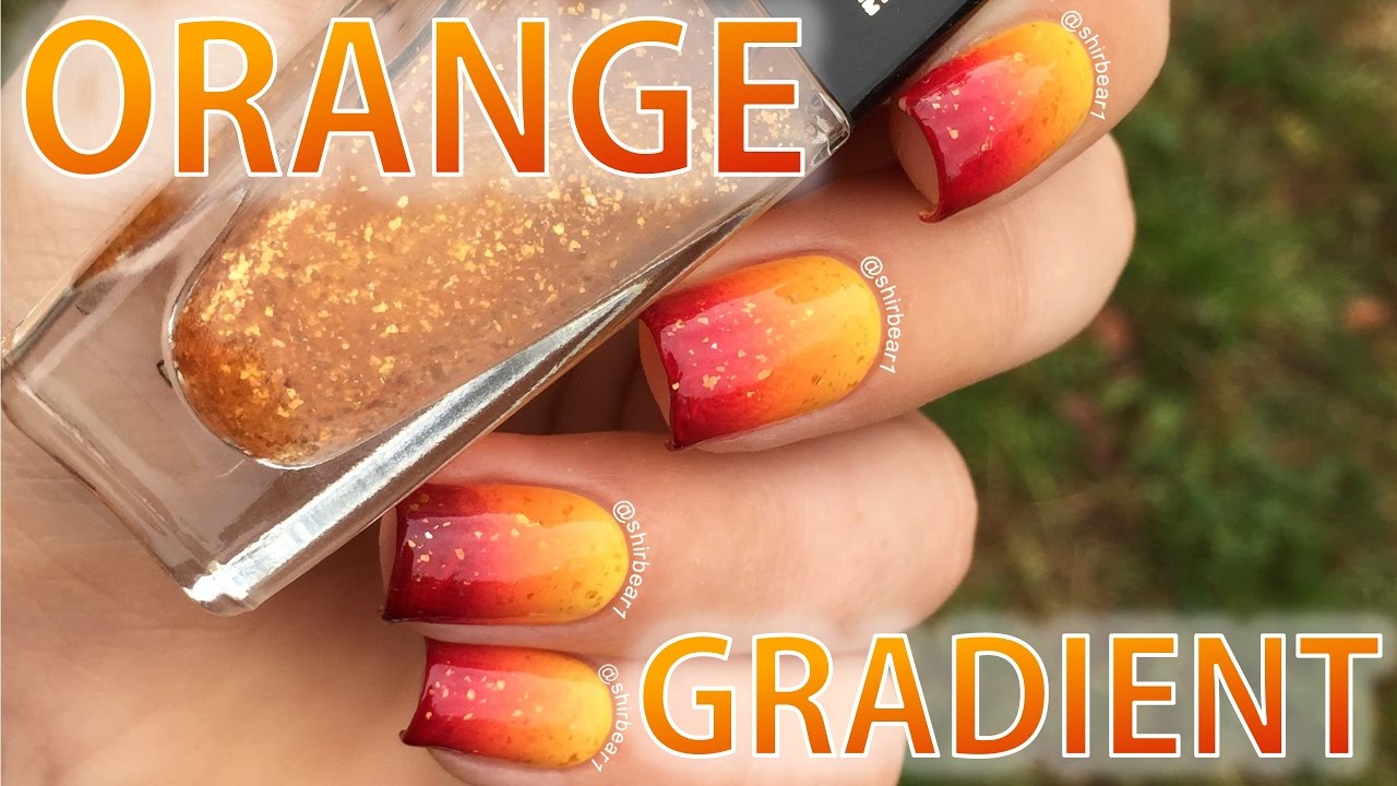 Orange and Red Gradient Nail Design - wide 5