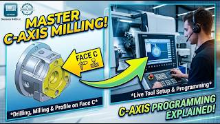 Machining on Face C in Siemens 840D sl | C-Axis Milling, Drilling &amp; Live Tool Programming Explained