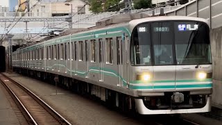 営団9000系9107編成か洗足駅に到着するシーン（68S）2022.9.22