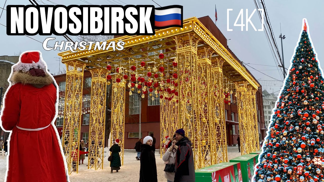 CHRISTMAS Walking in Novosibirsk Siberia RUSSIA🇷🇺 New Year City 2023🎄 Winter Holiday Street Style 4K