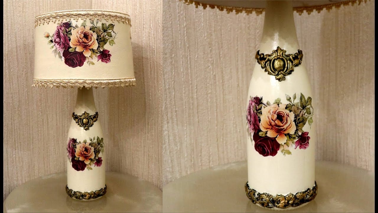 DIY - Lamp Made out of Recycled glass bottle and plastic basket