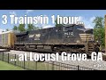 3 Trains in 1 Hour at Locust Grove, GA