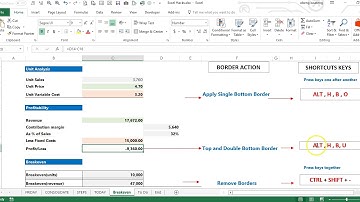 Apply or Remove Border Lines Shortcuts