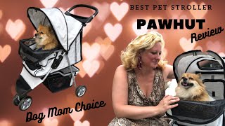 PawHut D00041GY 3 Wheel Pet Stroller Folding Cat Dog Jogger Carrier Dog Mom choice