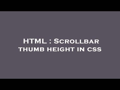 HTML : Scrollbar