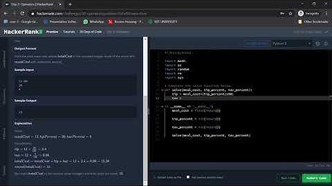 HackerRank | 30 Days of Code | Day 2: Operators #learnwithme