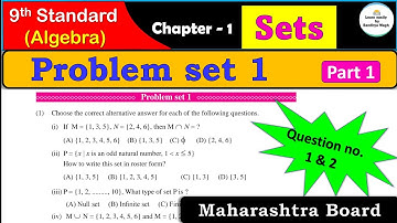 Class 9 | Problem set 1 | Chapter 1 Sets | Maths part 1 | Maharashtra State Board