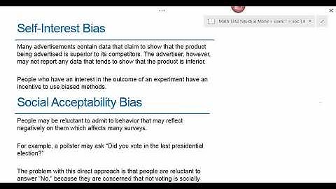 Math 1342 Navidi Sec 1 4 Bias in Studies Lecture
