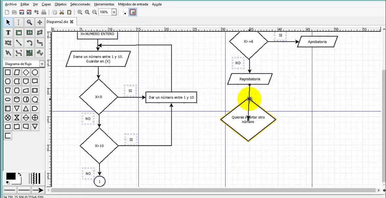 introducción a utilizar el programa DIA para diagramas de flujo a nivel  Bachillerato - YouTube