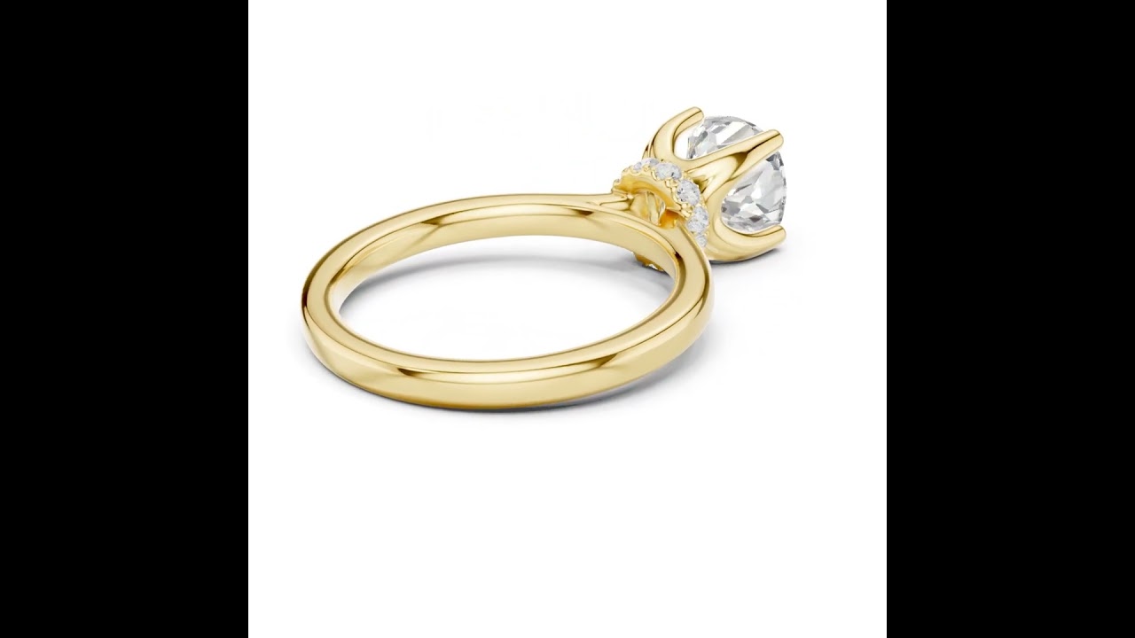 Cushion Solitaire Diamond With Wrap Hidden Halo Ring