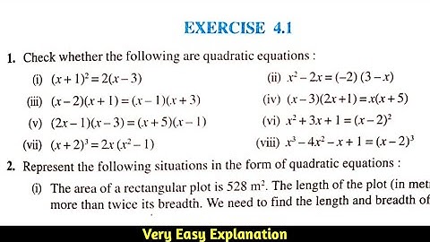 CBSE CLASS 10 MATHS EXERCISE 4.1 SOLUTIONS | CHAPTER 4 | QUADRATIC EQUATION