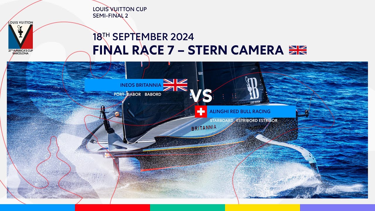 ⁣Louis Vuitton Cup Semi-Final Race 13  Port Entry Stern Camera - INEOS Britannia