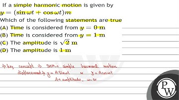 If a simple harmonic motion is given by \( y=(\sin \omega t+\cos \omega t) m \) Which of the fol...