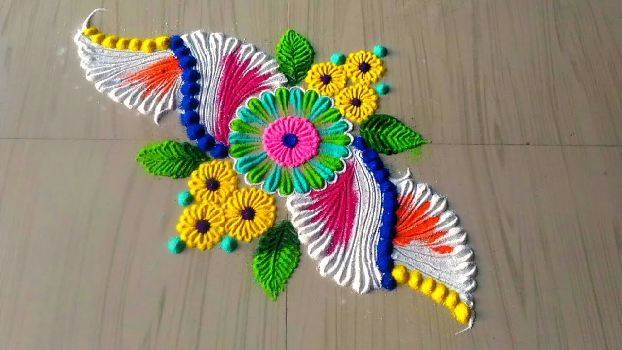 5 minutes easy and simple rangoli designs/creative rangoli designs by jyoti  Rathod - YouTube