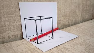 3d drawing for beginners step by step| how to draw cube 3d