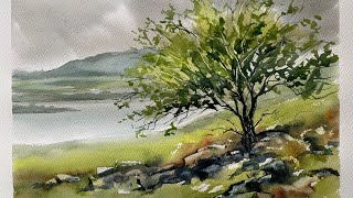 Paint A Loose WATERCOLOR STORMY SKY, SCOTLAND LAKE & MOUNTAINS Watercolour Landscape PAINTING DEMO