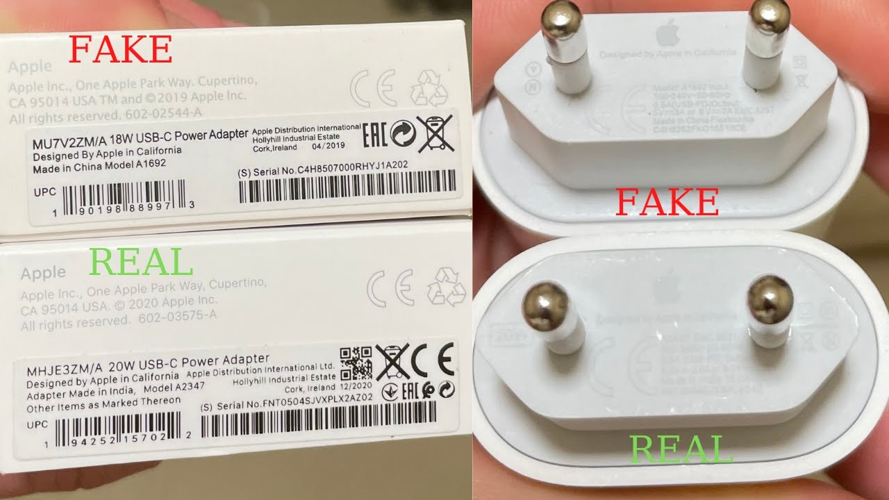 Fake vs Real Apple Charger For iPhone Counterfeit Or Duplicate Chargers 