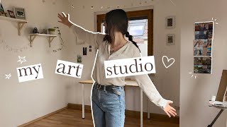 BUILDING A COSY ART STUDIO | Painting, Thrifting, Decorating, Room tour