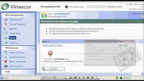 Backing up and restoring your vps